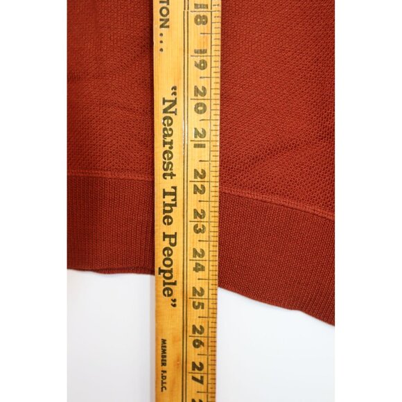 Faconnable Mens L Rust Wool Pullover Crewneck Sweater Ribbed Hem Preppy Academia - Picture 9 of 9